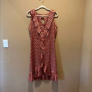 Tory Burch Red and White Ruffled Tiered Sundress